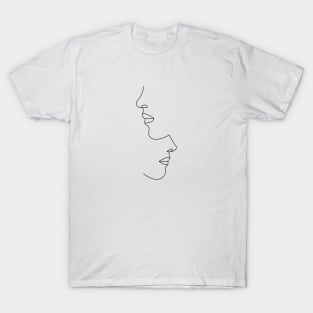 Romantic couple face line art T-Shirt